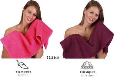 Набір рушників Betz DELUXE 8 шт., 100% бавовна, банні, душові, для рук і обличчя, колір: слива та фуксія