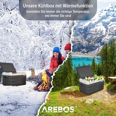Автомобільний компресор-холодильник Arebos 26л з Wi-Fi та USB: -20°C, 12/24V/230V для авто, кемпінгу