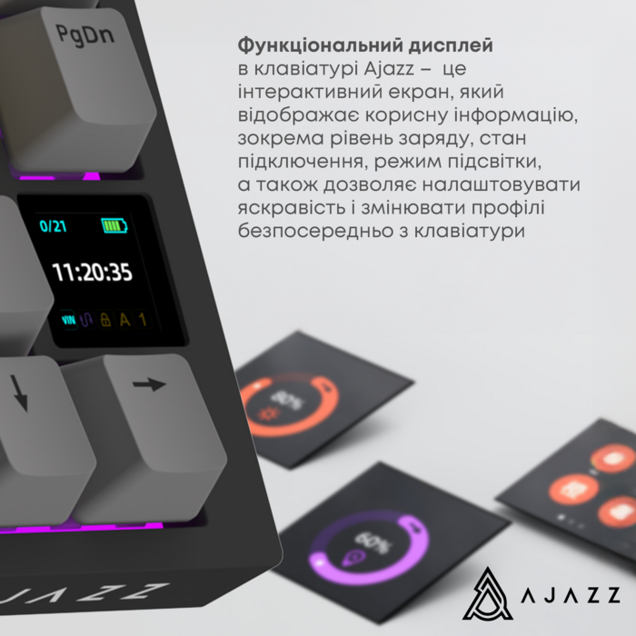Бездротова механічна клавіатура Ajazz  AK820 PRO 75% Gift Switch Black RGB  (AK820PRO-G-BGY)