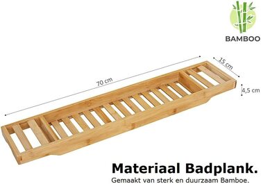 Полиця для ванни Decopatent 70 см з бамбука – підставка для ванни, бамбуковий столик для ванної кімнати