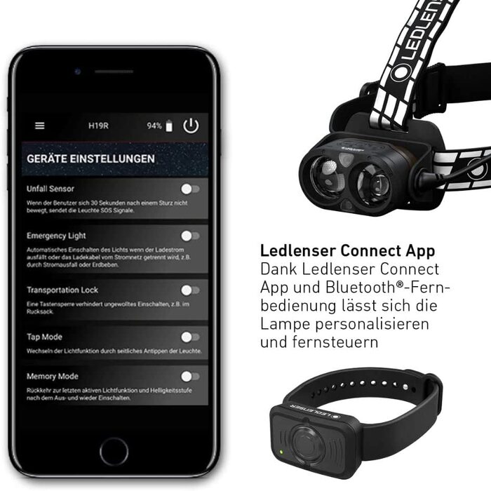 Ліхтар налобний Ledlenser H19R Signature, 4000 лм, LED, акумуляторний, водонепроникний IP67, з червоним світлом, Bluetooth, USB-магнітна зарядка, для шолома, для MTB, Outdoor, преміум-якість