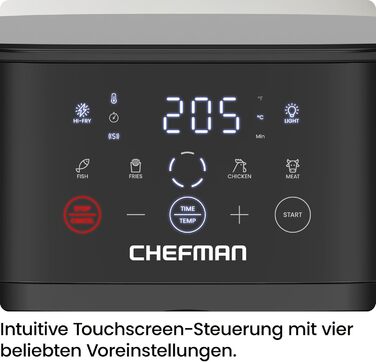 Фритюрниця без олії Chefman 5.7L з Hi-Fry технологією, сенсорне управління, антипригарне покриття, чорна