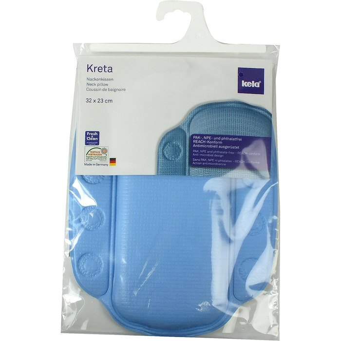 Подушка для шиї Kela Kreta з присоскою, PVC, 32x23 см, блакитна