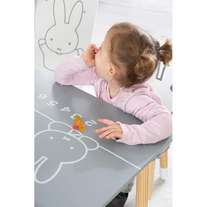Дитячий ігровий стелаж roba miffy® з 5 сірими тканинними ящиками, білий дерев'яний органайзер з кроликом для іграшок у дитячу кімнату для хлопчиків і дівчаток