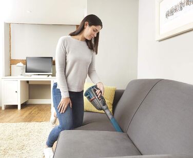 Акумуляторний ручний пилосос BLACK+DECKER BHHV320B, 12В, 25AW, циклонна фільтрація, без мішка, з висувною щілинною насадкою та зарядною станцією, титаново-синій