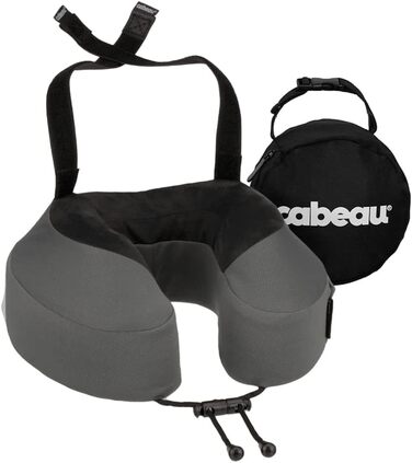 Подушка для подорожей Cabeau Evolution S3 з ременями, меморі піна, швидковисихаюча тканина, сталева, для літака