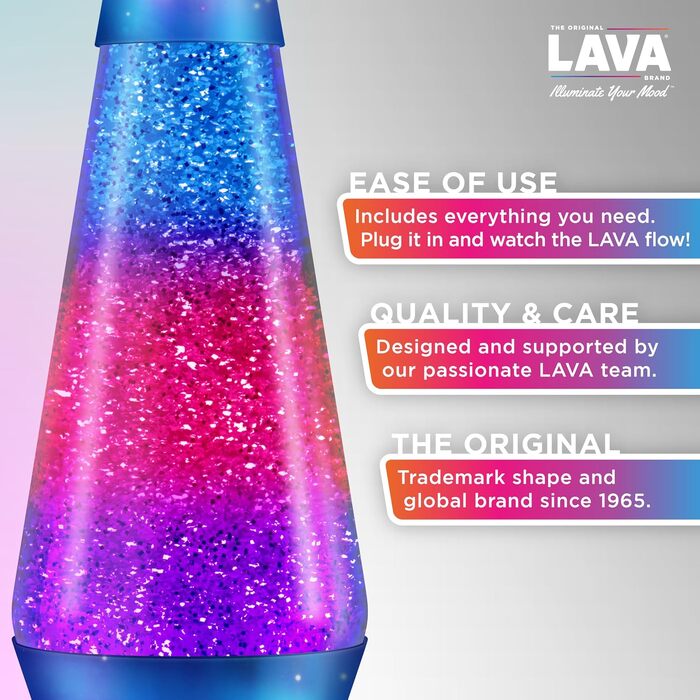 Лава-лампа Lava Lampe 2103: білий віск, синя рідина, срібляста основа та ковпак, висота 36.8 см, декоративний нічник для створення атмосфери