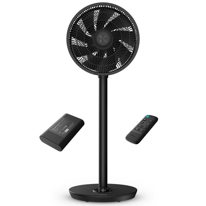 Duux Whisper Flex 2 Smart Вентилятор: тихий (13 дБ), нічний режим, таймер, регульована висота (54-92 см), енергоефективний, з Wi-Fi та пультом (чорний, з акумулятором)