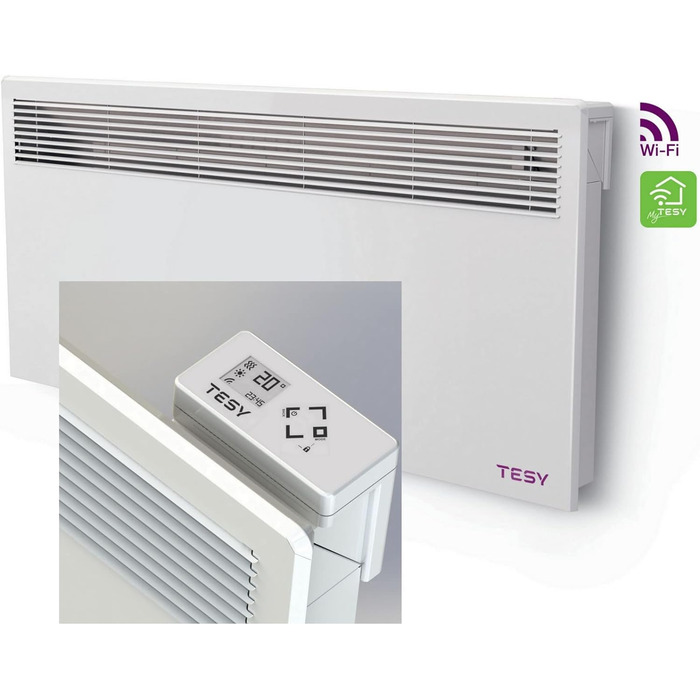 Електричний обігрівач-конвектор настінний з LED-дисплеєм, Wi-Fi та Cloud керуванням, 1500 Вт
