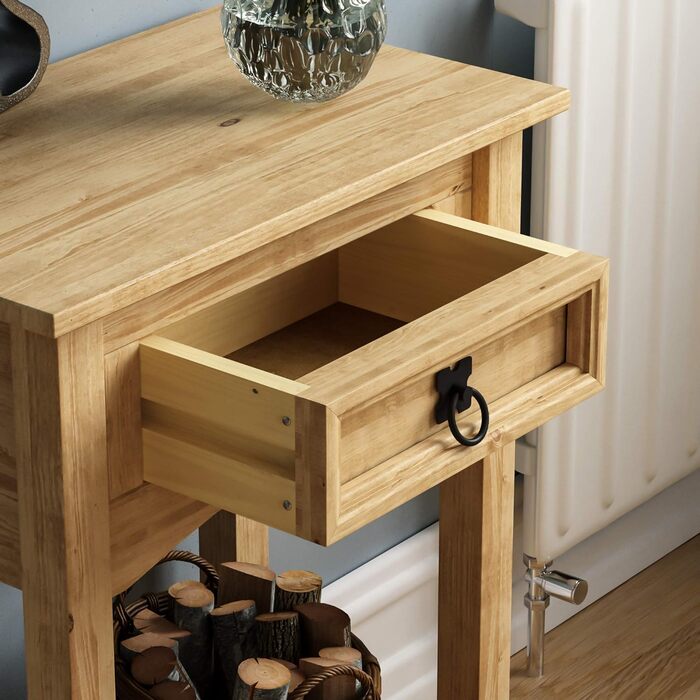 Консольний стіл Vida Designs Corona, масив сосни, 1 шухляда, коричневий, 53x35x73 см