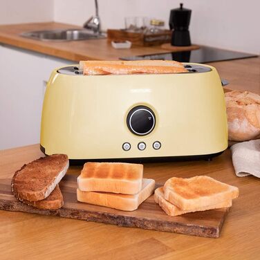 Тостер Cecotec ClassicToast 15000 Yellow Extra Double 1500 Вт для 4 тостів, 2 широкі слоти, 3 функції, LED-підсвічування, жовтий