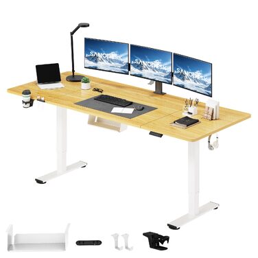 Електричний підйомний стіл SANODESK 200x80 см, ергономічний письмовий стіл для комп'ютера з функцією пам'яті (сидя-стоячи)