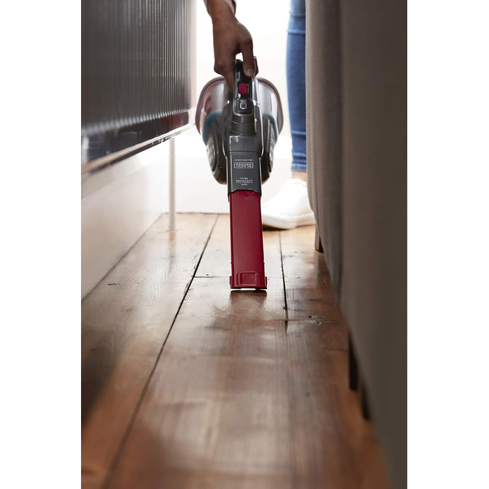 Пилосос ручний акумуляторний BLACK+DECKER Lithium Dustbuster BHHV315J, 12 В, 20 AW, циклонний, безмішковий, з висувною щілинною насадкою, титан/червоний, 500 мл
