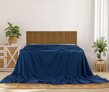Вафельна ковдра Utopia Bedding з 100% бавовни, літня легка ковдра, 304x304 см, темно-синя (Marine)