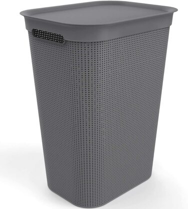 Кошик для білизни Rotho Brisen 50 л з кришкою і ручками, пластик PP, BPA-free, антрацит