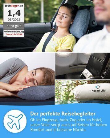 Дорожня подушка VOLAR QuickDry, ортопедична подушка з пам'яттю форми для шиї, швидковисихаючий чохол, для літака, авто, кемпінгу, 40x25 см