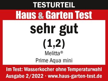 Електрочайник MELITTA Prime Aqua Mini, нержавіюча сталь, 1 л, 2200 Вт, чорний