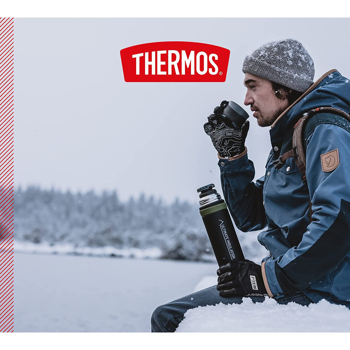 Термос для напоїв THERMOS Mountain 0,75 л, чорний, нержавіюча сталь, з чашкою, 24 год гарячий/холодний, легкий та міцний, BPA-free, для походів
