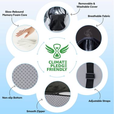 Подушка для попереку SUPA MODERN для офісного крісла та автосидіння, з піни Memory Foam, чорна, велика