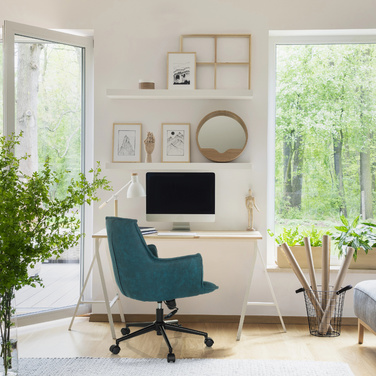 Крісло для домашнього офісу / поворотне крісло SOLAO LIFE Тканина темно-синій Hjh LIVING
