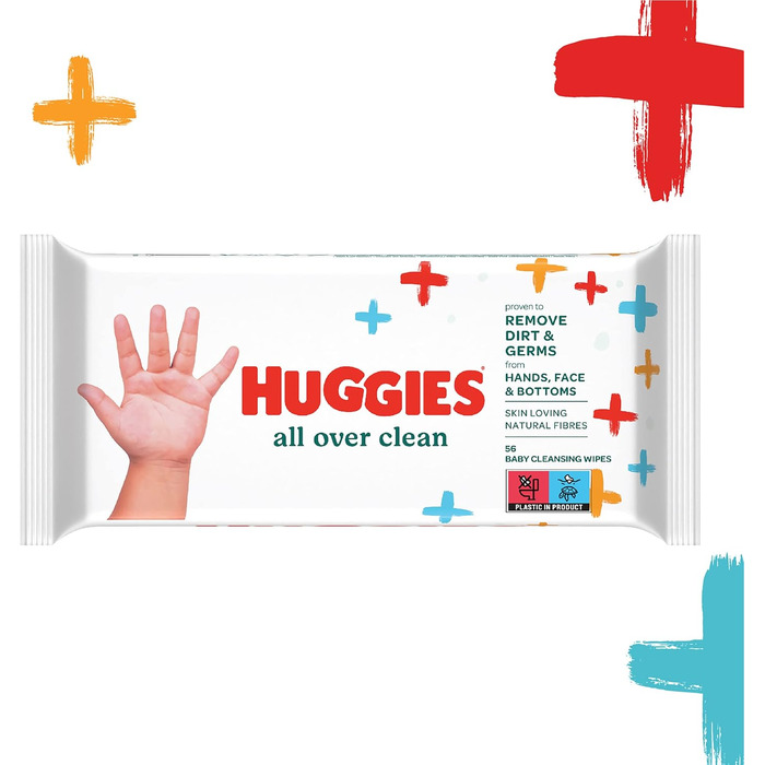 Вологі серветки для дітей Huggies All Over Clean, 10 паків по 56 шт (загальна кількість 560 шт), набір на місяць