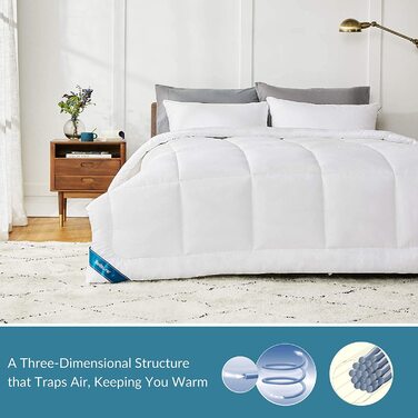Ковдра BEDSURE 135x200 см, 4-сезонна, стегане покриття, сертифікат Oeko-Tex, білий колір, для алергіків