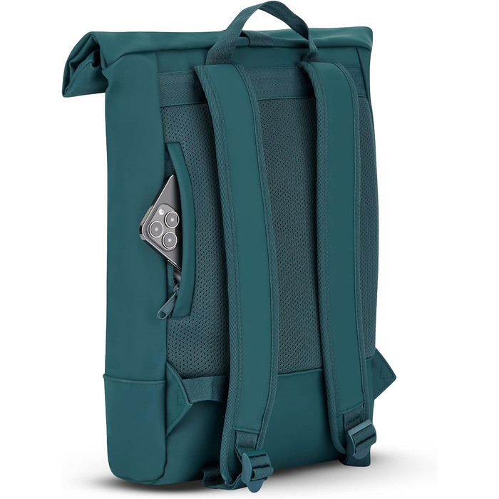 Рюкзак Johnny Urban Harvey Medium Aquamarinblau 15л — водонепроникний роллтоп з відділенням для ноутбука, для міста, уні та бізнесу, матове PU покриття, унісекс
