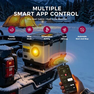Автономний дизельний обігрівач Sunster 8кВт All-in-One з Bluetooth, керуванням через додаток та CO-датчиком для кемпера, автобуса, вантажівки та човна