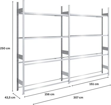 Стійка для шин PROREGAL PROEGAL, німецька якість, 200x100x43 см, 3 яруси, вантажопідйомність 150 кг, до 5 шин на ярус. Ідеально для гаража.