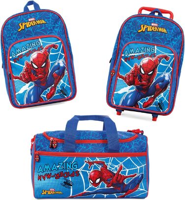 Дитячий рюкзак-тролей Marvel Spiderman для хлопчиків у дитячий садок на колесах, синьо-червоний, 40x24x15 см