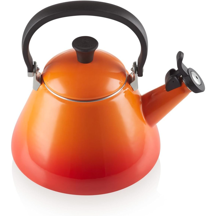 Чайник Le Creuset для води, 1.7 л, емальована сталь, колір Ofenrot Metallic, з феромагнітним дном для швидкого нагрівання