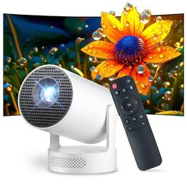 Смарт-проектор Salange Mini Beamer 2026, Android 14, 4K підтримка, WiFi 6, Bluetooth 5.4, портативний міні-проектор для дому та вулиці з автокоррекцією трапеції та поворотом на 270°, чорно-білий