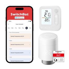 SwitchBot Розумний термостат на радіатор Bluetooth з керуванням через додаток, таймером, енергозбереженням, сумісний з Alexa, Apple Home та Home Assistant (потрібен Hub) - Комплект