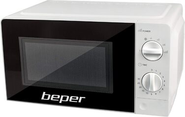 Мікрохвильова піч BEPER BF.570 20 л, без гриля, алюмінієва, чорна-біла