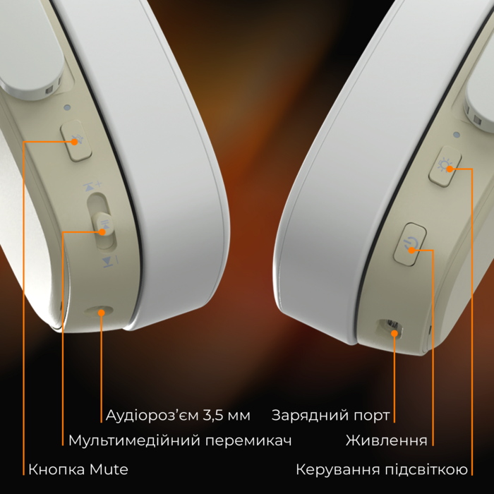 Бездротова ігрова гарнітура Ajazz AHM09 MAX Gray White (AHM09-MAX-GW)