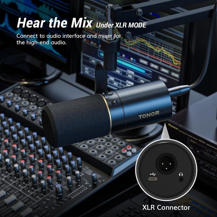 Динамічний USB/XLR мікрофон TONOR TD510+ для ПК, студії, подкастів, стрімінгу, ігор, з мікрофонною стійкою, кнопкою вимкнення звуку, для PS4/PS5, вокальний мікрофон