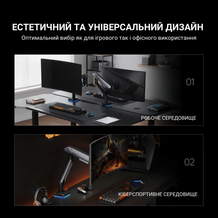 Настільне кріплення для монітора Anda Seat Stealth Pro II RGB 17’’-42’’ Blue