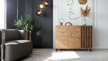 Комод Newroom з дикого дуба та антрациту, сучасний вінтаж, 118x85x40 см, для вітальні, спальні, коридору, їдальні