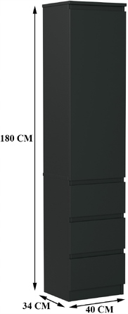 Стелаж BM-Meble, 40 x 180 x 34 см, чорний