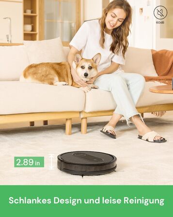 Робот-пилосос Vactidy Nimble T7 з функцією вологого прибирання, 2800Па, 120 хв автономної роботи, керування через Alexa, App, Siri, для шерсті тварин і килимів
