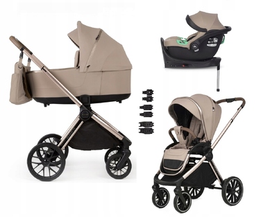 Дитячий візок 4в1 ADAMEX BIANCO CHAMPAGNE LATTE PETITE PRO i-size з базою