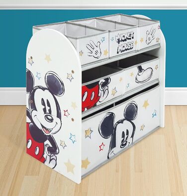 Дитячий дерев'яний органайзер Disney Nixy Kids Mickey Mouse з 6 контейнерами для іграшок