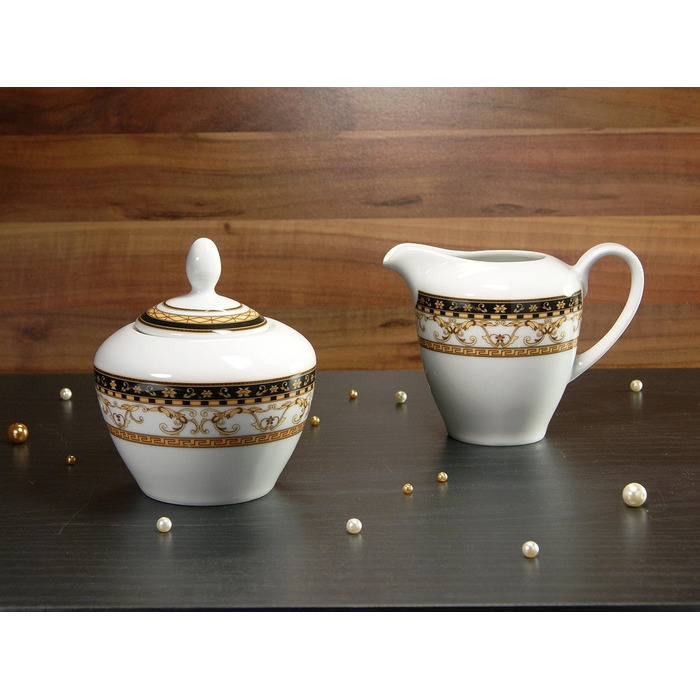 Набір для молока і цукру Creatable Majestosa, порцеляна, 2 предмети, чорний, різнокольоровий, 25x12x12 см