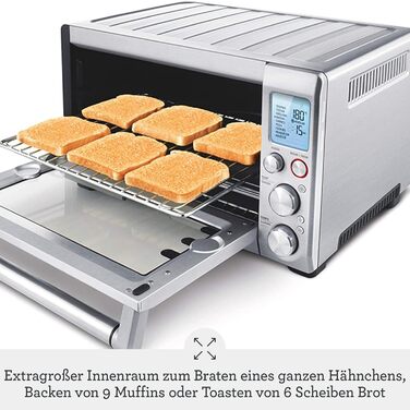 Sage Smart Oven Pro - Електрична міні-піч з 10 функціями: випічка, смаження, гриль, підігрів, тости. 2400 Вт, для піци до 30 см, цілого курчати, нержавіюча сталь