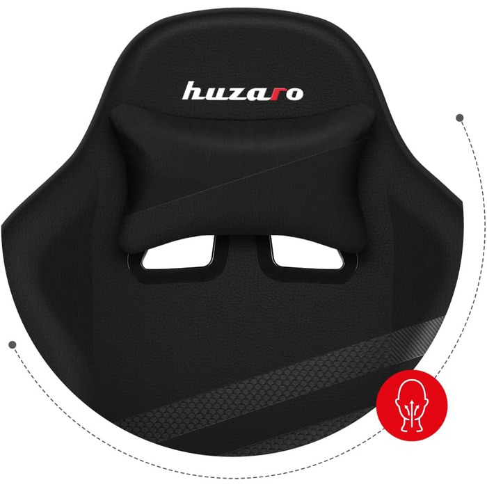 Ігрове крісло huzaro Force 4.4 Carbon, ергономічне, з підголівником і ломбардною подушкою, до 130 кг, регулювання висоти, тканина та екошкіра, чорне