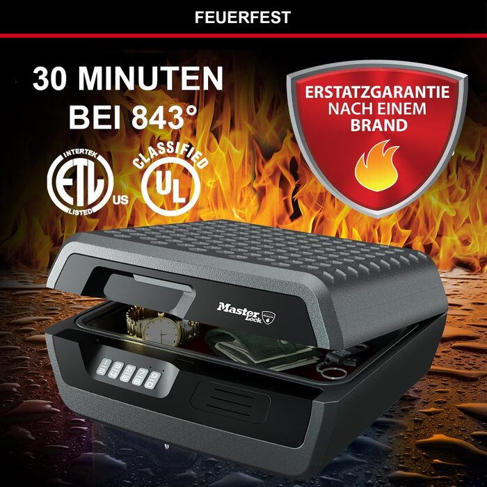 Вогнестійка та водонепроникна касета для документів і грошей MASTER LOCK 10 л, електронний кодовий замок, для A4-документів, CHW30300EURHRO