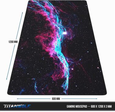 Ігровий килимок для миші Titanwolf XXXL (1200x600 мм) з принтом Veil Nebula — великий килимок на стіл для геймерської миші та клавіатури