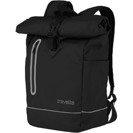Рюкзак TRAVELITE Rolltop водонепроникний, велосипедний, міський, з ролтоп-застібкою та відбивачами, BASICS, 48 см, 19 л, чорний