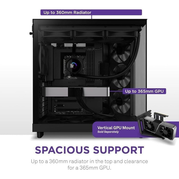 Корпус для ПК NZXT H6 Flow Black, вентиляція, ATX, чорний