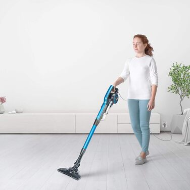Пилосос 3-в-1 BLACK+DECKER BXVMS600E 600 Вт, ручний і вертикальний, циклонний, без мішка, EPA-фільтр, 6 м кабель, сірий/синій